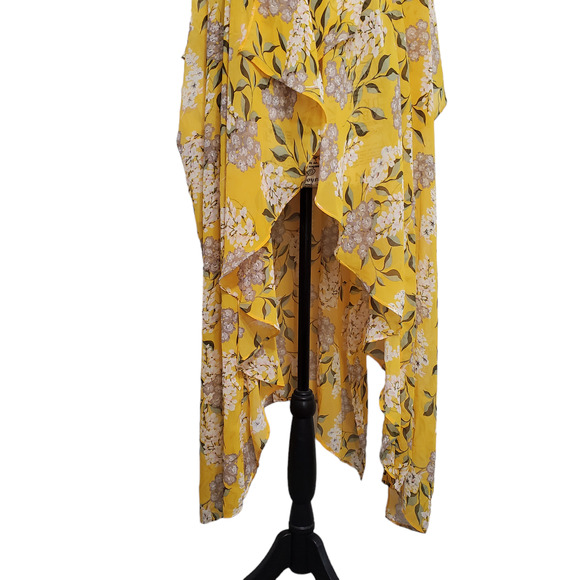 Blu Heaven Yellow Green Floral Long Flowy Kimono Medium - Picture 4 of 12
